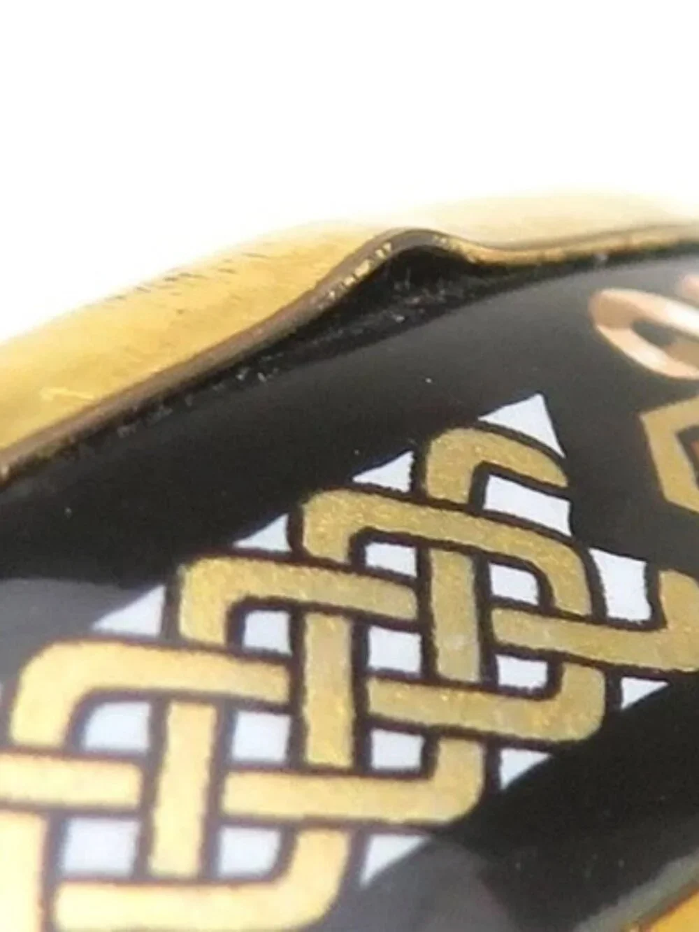 Auth HERMES Cloisonne Bangle Bracelet Gold/Black/White Metal/Enamel - e61914a